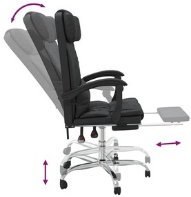 Cadeira escritório massagens reclinável couro artificial preto