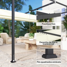 Outsunny Pérgola 400x300x222 cm Pérgola de Jardim com Teto Retrátil de