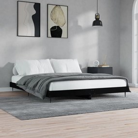 Estrutura de cama 160x200 cm derivados de madeira preto