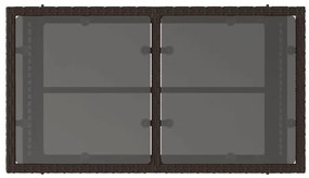 4pcs conj. sofás de jardim c/ almofadões vime PE/vidro castanho