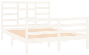 Estrutura cama pequena casal 120x190 cm pinho maciço branco
