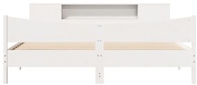 Cama sem colchão 200x200 cm madeira de pinho maciça branco
