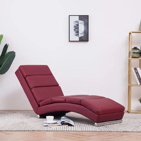 vidaXL Chaise longue couro artificial vermelho tinto