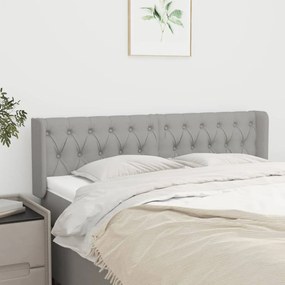 vidaXL Cabeceira de cama c/ abas tecido 147x16x78/88 cm cinzento-claro