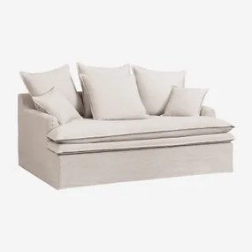 Sofá Lounge Grace Em Linho E Algodão Tecido Beige - Sklum