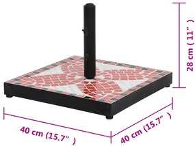 Base para guarda-sol quadrada 12 kg terracota e branco