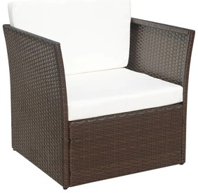 Cadeira de jardim com banco vime castanho