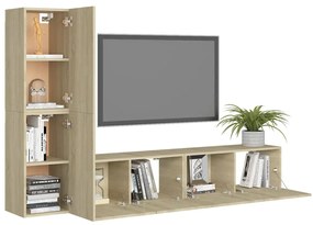 4pcs conjunto de móveis de TV derivados madeira carvalho sonoma
