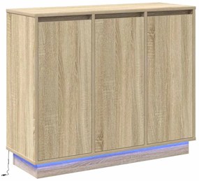 Sideboard vidaXL com LED Carvalho Sonoma 90x32x75 cm em madeira engenh