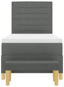Cama Box Spring com Colchão &amp; Banco Cinza Escuro 80x200 cm Tecido