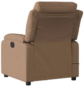 Poltrona de massagens reclinável elétrica tecido castanho