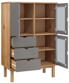 Armário alto OTTA 85x43x125 cm pinho maciço castanho/cinza