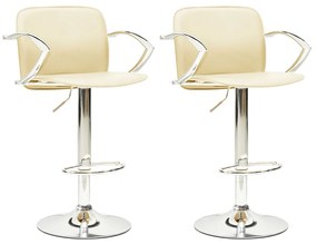 Bancos de bar 2 pcs couro artificial cor creme