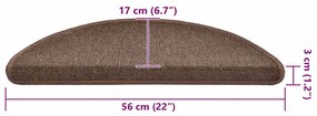 Tapetes de escada 30 pcs 56x17x3 cm castanho café