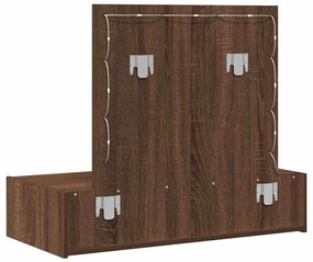 Mesa de Maquilhagem Suspensa com Luzes LED Carvalho Castanho