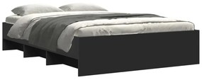 Estrutura de cama 140x190 cm derivados de madeira preto