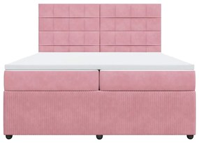 Cama com molas/colchão 200x200 cm veludo rosa