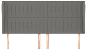 Cabeceira cama c/ abas tecido 183x23x118/128 cm cinzento-escuro