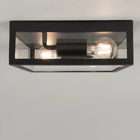 Candeeiro de tecto industrial para exterior preto 2 luzes - Roterdão Moderno