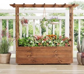 Canteiro de Jardim Elevado com Treliça, 118 x 40 x 103 cm, Estrutura em Madeira de Pinho, Laranja
