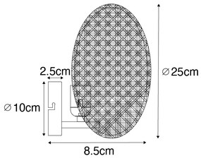 Candeeiro de parede rural preto com vime 25 cm - Kata Oriental,Rústico