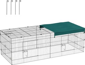 Recinto modular em aço com lona para coelhos, roedores e pequenos animais, para interior e exterior, 220 x 85 x 70 cm, verde