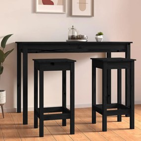 822141 vidaXL Cadeiras de bar 2 pcs 40x40x78 cm madeira de pinho maciça preto