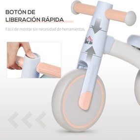 HOMCOM Bicicleta sem Pedais para Crianças de 1-3 Anos Bicicleta de Equilíbrio com 3 Rodas Silenciosas Carro Andador de Bebé 60x24x37cm Azul