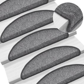 vidaXL Tapetes de escadas 10 pcs 56x17x3 cm cinza-escuro