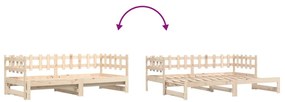 Sofá-cama de puxar 2x(80x200) cm madeira de pinho maciça