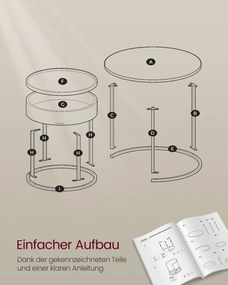 Conjunto de 2 mesas de centro redondas castanho vintage + Preto