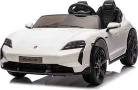 Carro elétrico para Crianças 24V Porsche Taycan Turbo S, 2 Lugares, Rodas Espuma EVA, assento couro ecológico Branco