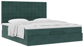 Estrutura de cama otomana com colchão verde escuro veludo