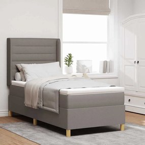 Cama Box Spring com Colchão Taupe 80x200 cm Tecido