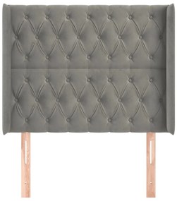 Cabeceira cama c/ abas veludo 103x16x118/128 cm cinzento-claro