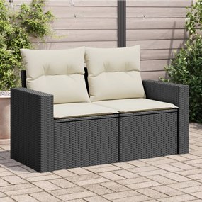 vidaXL Sofá de jardim com almofadões 2 lugares vime PE preto