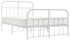 Estrutura de cama com cabeceira e pés 120x200 cm metal branco