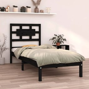 Estrutura cama pequena solteiro 75x190 cm madeira maciça preto