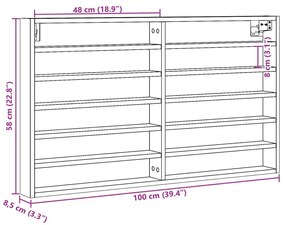 Armário vitrine 100x8,5x58cm derivados de madeira cinza cimento