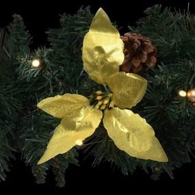 Grinalda de Natal com luzes LED 90 cm PVC verde