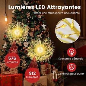 2 bolas de Natal pré-iluminadas, 56 cm e 30 cm, bolas com estrutura de metal iluminada e 440 luzes LED