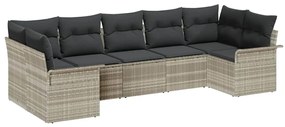 Conjunto de Sofá de Jardim 7 pcs Cinza claro e preto