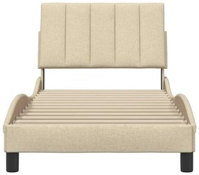 Estrutura de cama sem colchão 90x190 cm tecido creme