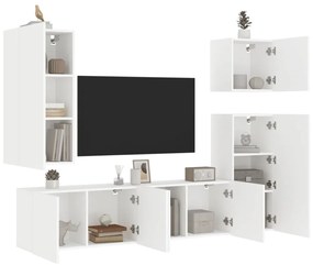 vidaXL 5 pcs móveis de parede p/ TV derivados de madeira branco