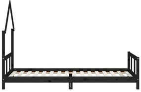 Estrutura de cama infantil 90x200 cm pinho maciço preto