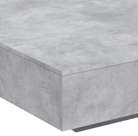 Mesa de centro com luzes LED 100x100x31 cm cinzento cimento