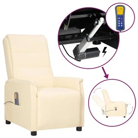 vidaXL Poltrona de massagens elevatória couro artificial cor creme