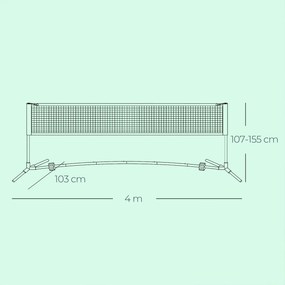 Rede de badminton ou  voleibol de 400 cm, ajustável em altura azul