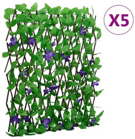 Treliça de hera artificial extensível 5 pcs 180x70 cm verde