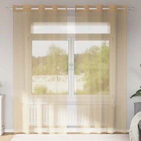 vidaXL Cortinas de voile com ilhós 2 pcs areia